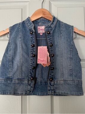 New Candie's Girls' Denim Military-Style Vest in Blue